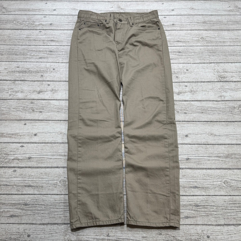 Levi's 505 Pants Men's 32x30 Beige Straight Leg Regular Fit Cotton Twill Utility